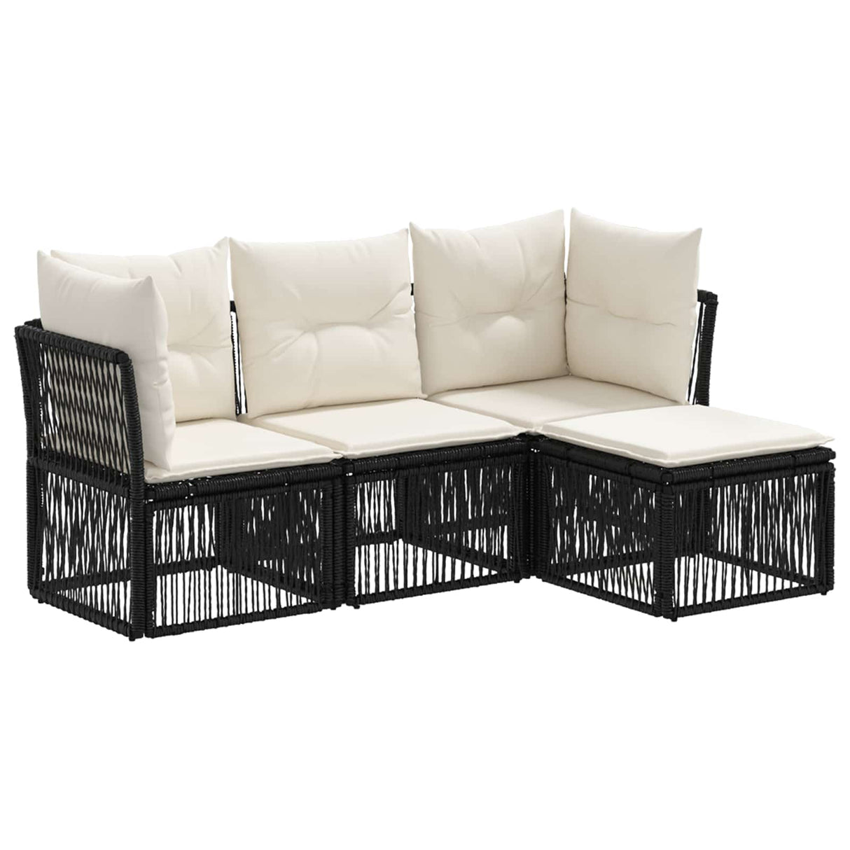 vidaXL Garden Bench Set 5 pcs Black poly rattan