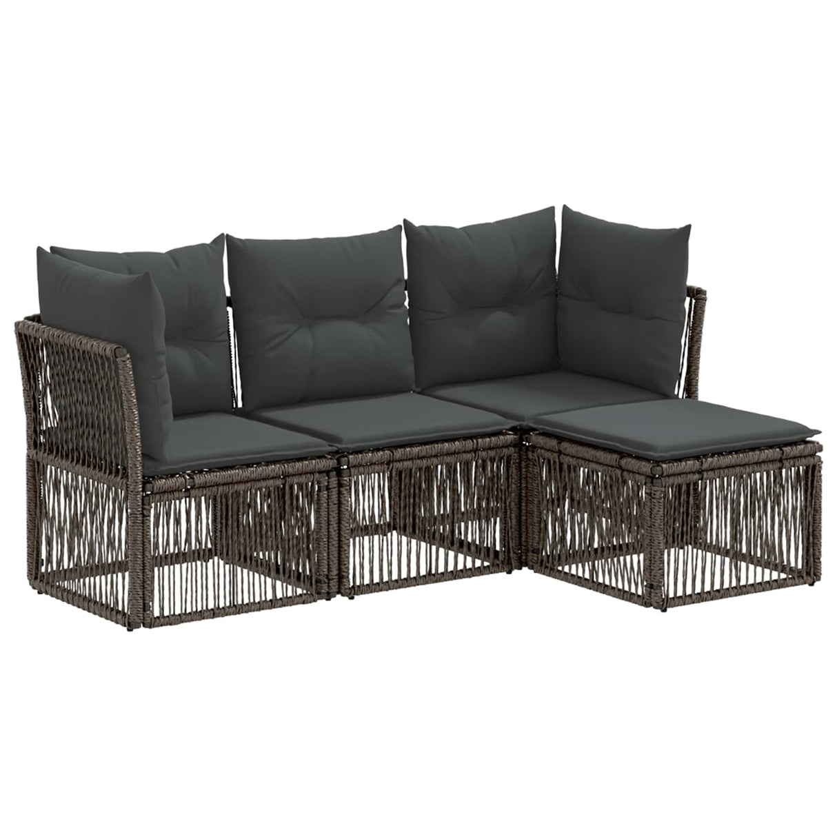 vidaXL Garden Bench Set 5 pcs Black poly rattan