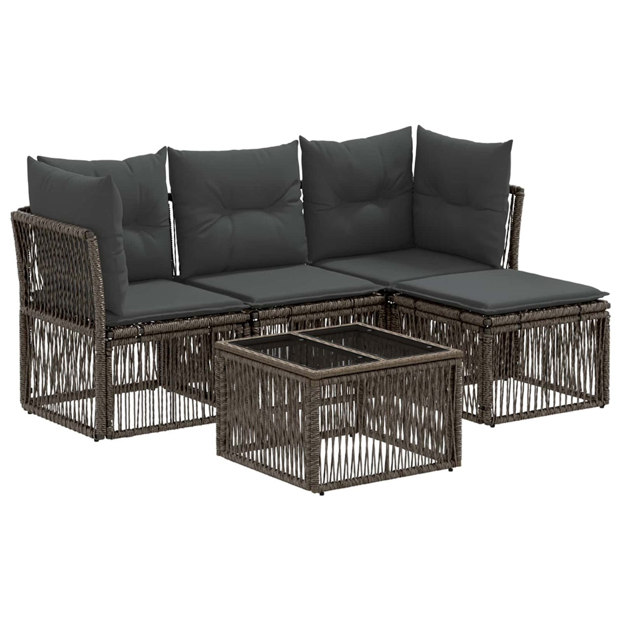 vidaXL Garden Bench Set 5 pcs Black poly rattan