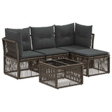vidaXL Garden Bench Set 5 pcs Black poly rattan