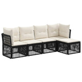 vidaXL Tuinbank Set 6 pcs Zwart poly rattan