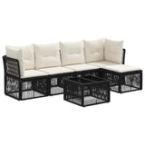 vidaXL Tuinbank Set 6 pcs Zwart poly rattan