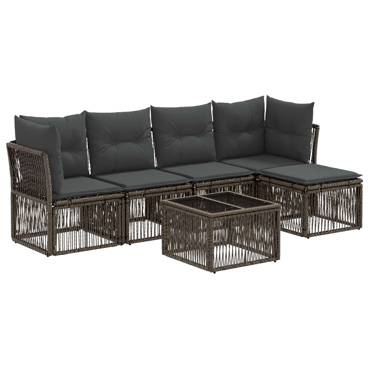 vidaXL Tuinbank Set 6 pcs Zwart poly rattan