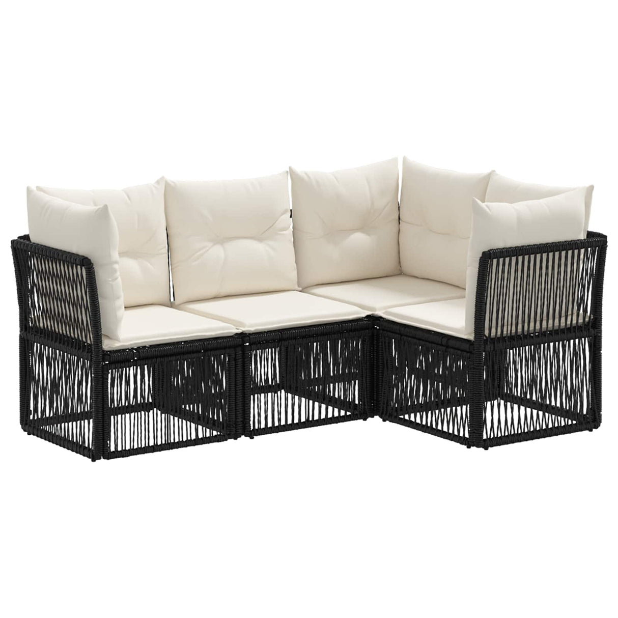 vidaXL Tuinbank Set 5 pcs Zwart poly rattan