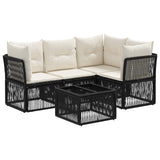 vidaXL Tuinbank Set 5 pcs Zwart poly rattan