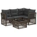 vidaXL Tuinbank Set 5 pcs Zwart poly rattan