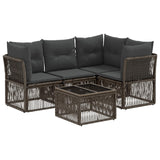 vidaXL Tuinbank Set 5 pcs Zwart poly rattan