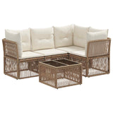 vidaXL Tuinbank Set 5 pcs Zwart poly rattan