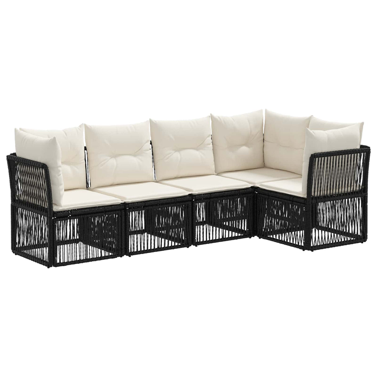 vidaXL Tuinbank Set 6 pcs Zwart poly rattan
