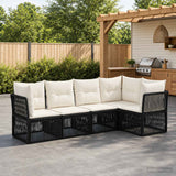 vidaXL Tuinbank Set 6 pcs Zwart poly rattan