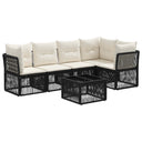 vidaXL Tuinbank Set 6 pcs Zwart poly rattan