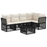 vidaXL Tuinbank Set 6 pcs Zwart poly rattan