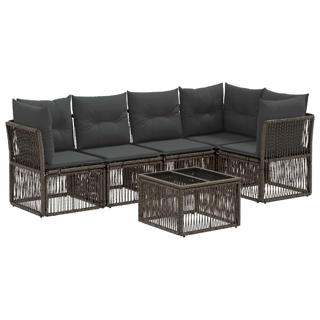 vidaXL Tuinbank Set 6 pcs Zwart poly rattan