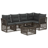 vidaXL Tuinbank Set 6 pcs Zwart poly rattan