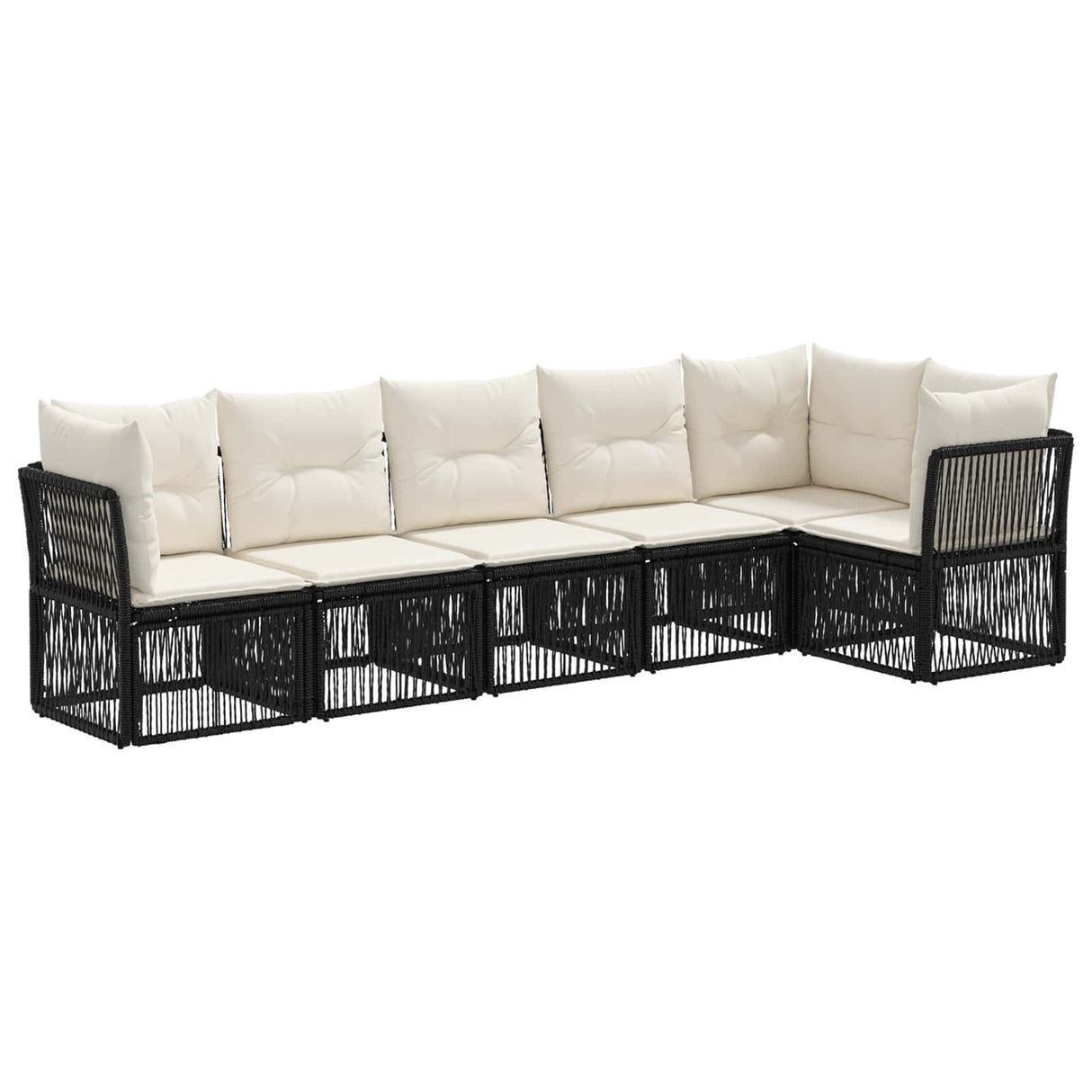 vidaXL Tuinbank Set 7 pcs Zwart poly rattan