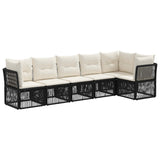 vidaXL Tuinbank Set 7 pcs Zwart poly rattan