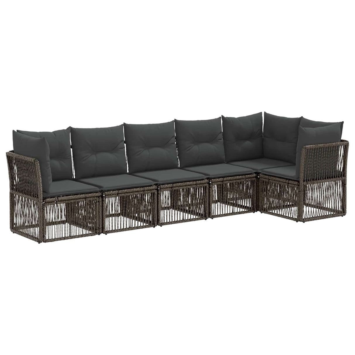 vidaXL Tuinbank Set 7 pcs Zwart poly rattan