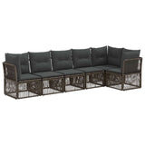 vidaXL Tuinbank Set 7 pcs Zwart poly rattan