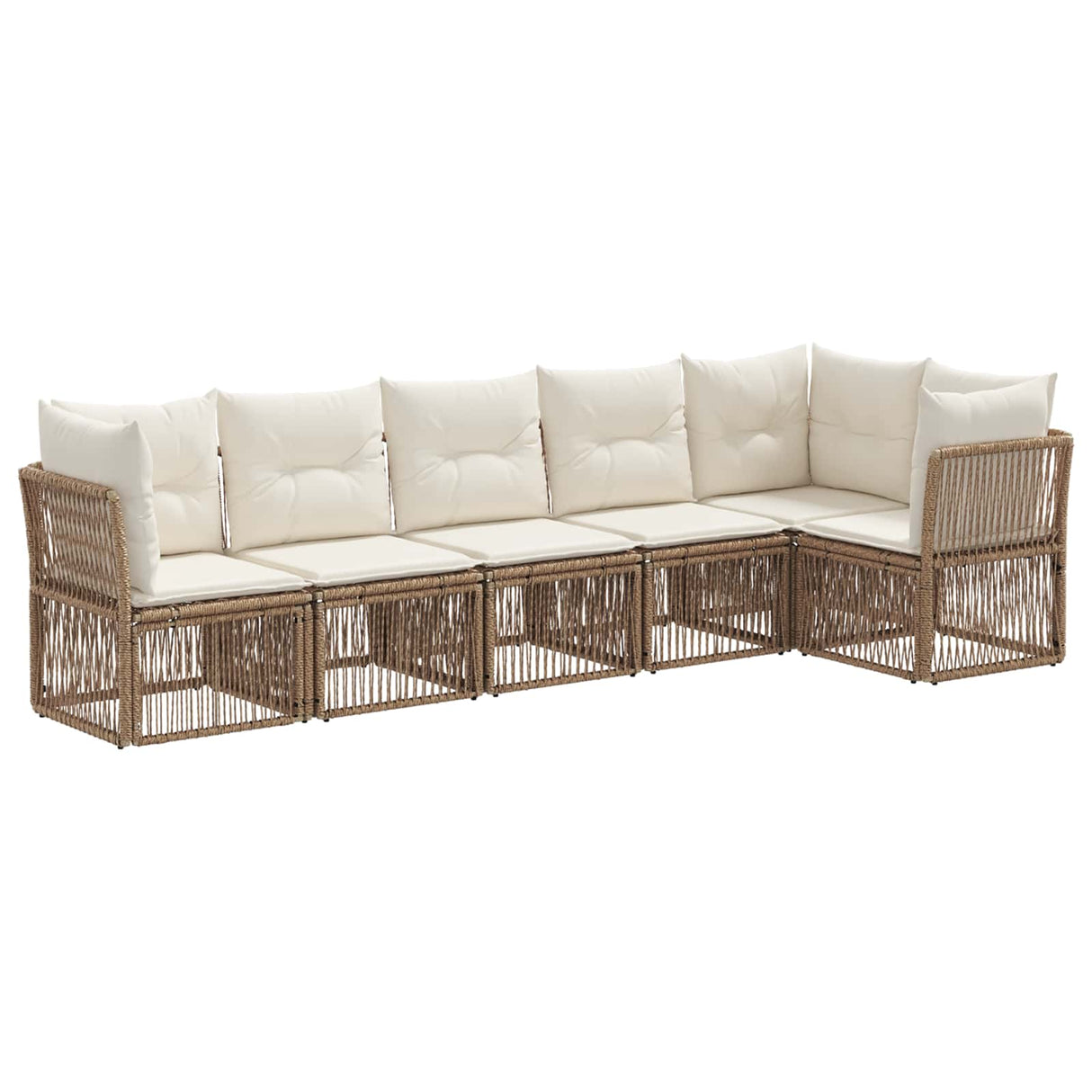 vidaXL Tuinbank Set 7 pcs Zwart poly rattan