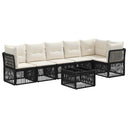 vidaXL Tuinbank Set 7 pcs Zwart poly rattan