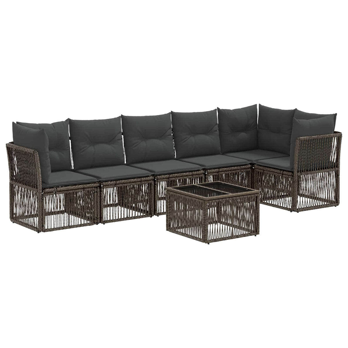 vidaXL Tuinbank Set 7 pcs Zwart poly rattan