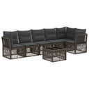 vidaXL Tuinbank Set 7 pcs Zwart poly rattan