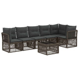 vidaXL Tuinbank Set 7 pcs Zwart poly rattan