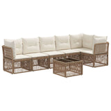 vidaXL Tuinbank Set 7 pcs Zwart poly rattan