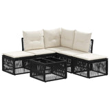 vidaXL Tuinbank Set 6 pcs Zwart poly rattan