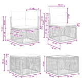 vidaXL Tuinbank Set 6 pcs Zwart poly rattan