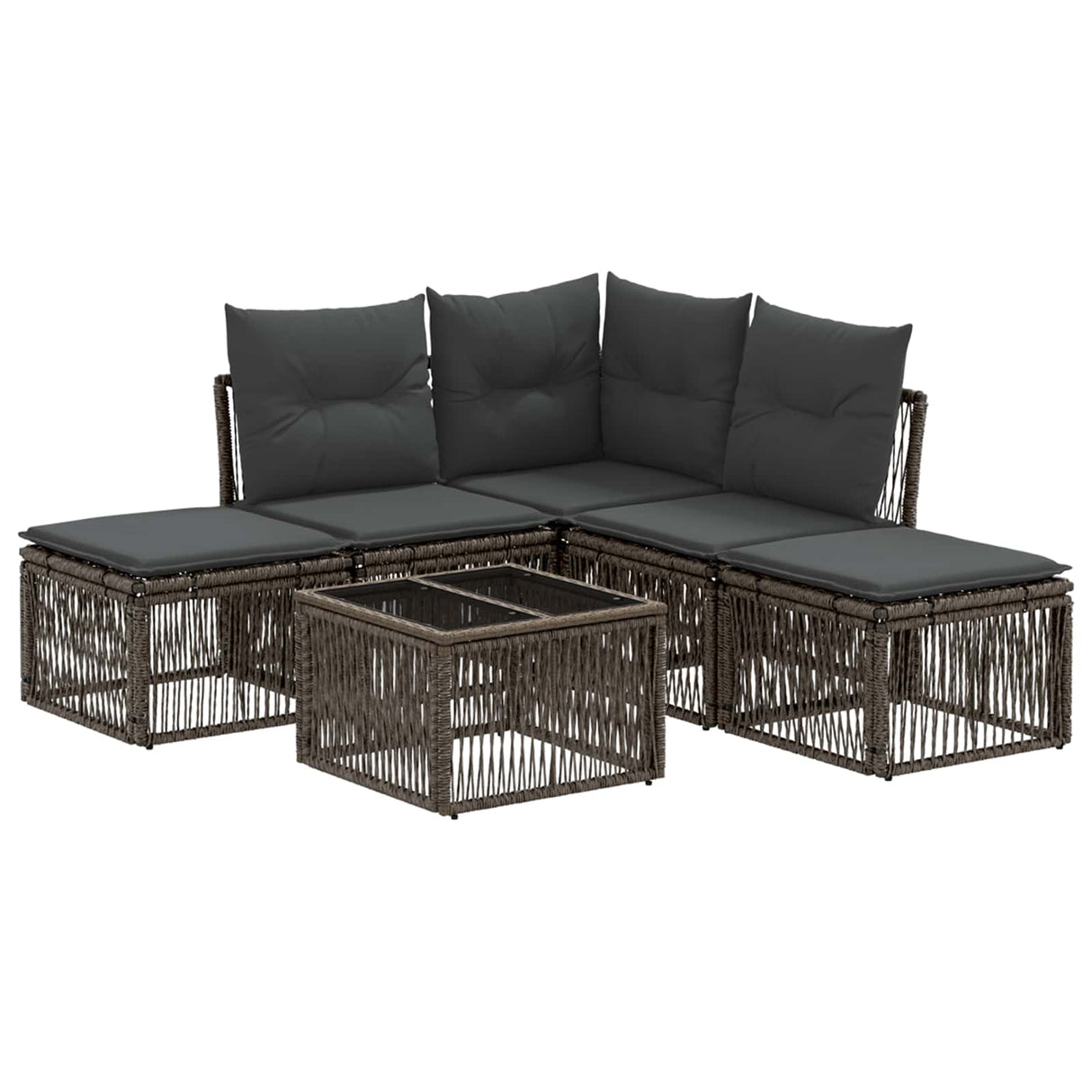 vidaXL Tuinbank Set 6 pcs Zwart poly rattan