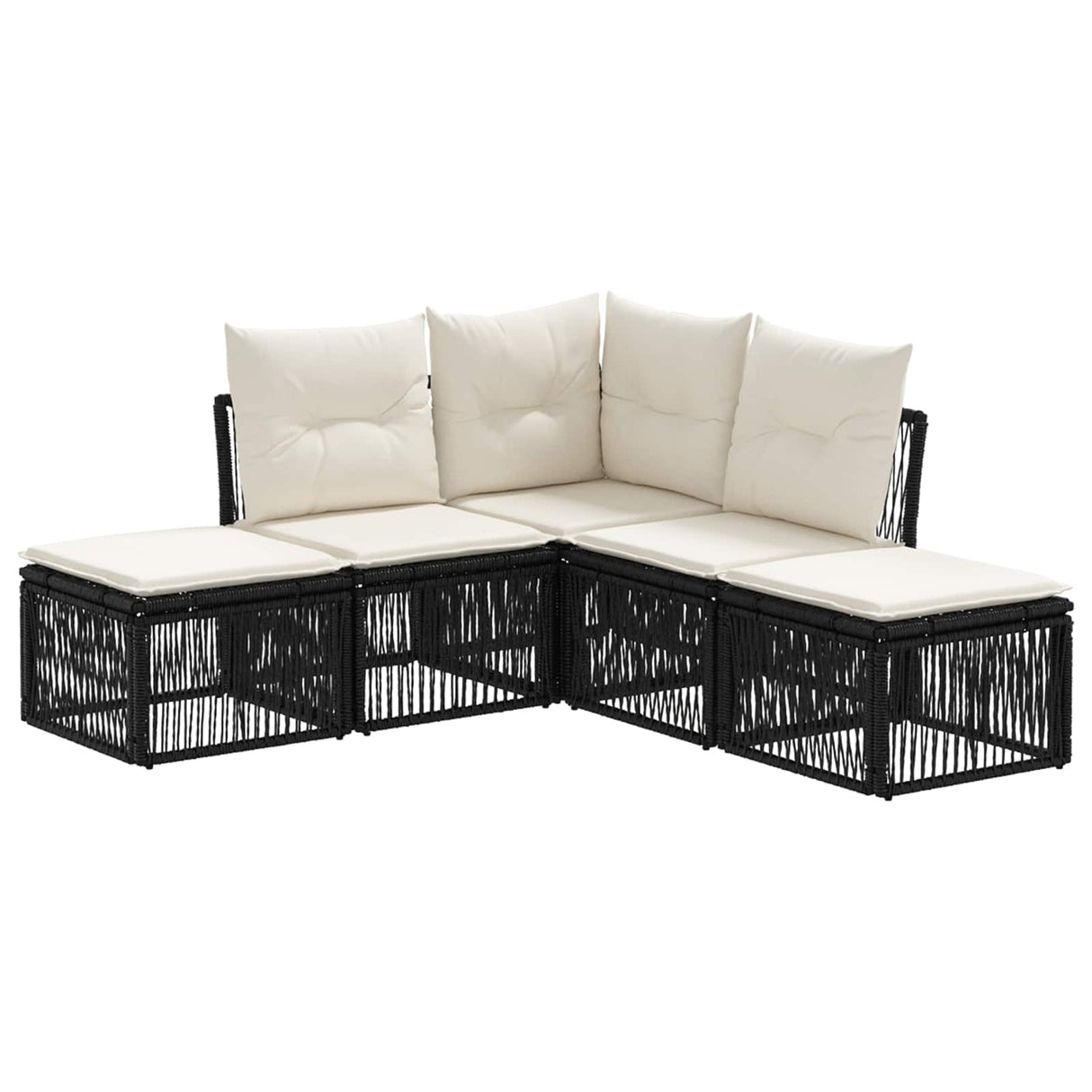 vidaXL Tuinbank Set 6 pcs Zwart poly rattan