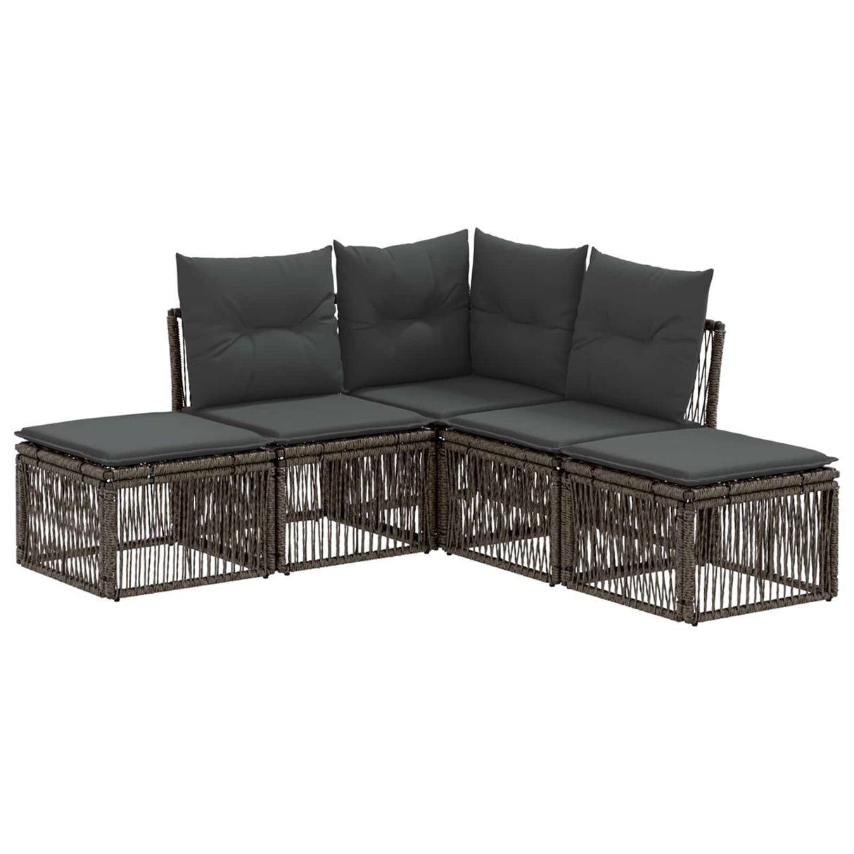 vidaXL Tuinbank Set 6 pcs Zwart poly rattan
