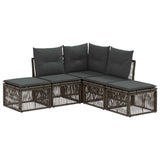vidaXL Tuinbank Set 6 pcs Zwart poly rattan