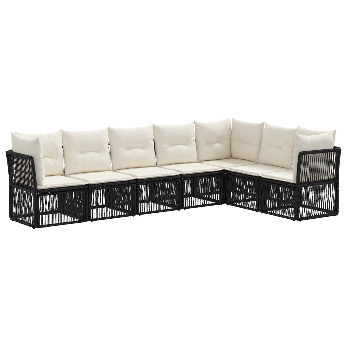 vidaXL Tuinbank Set 8 pcs Zwart poly rattan