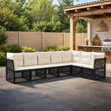 vidaXL Tuinbank Set 8 pcs Zwart poly rattan
