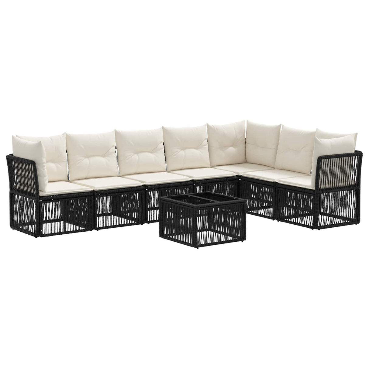 vidaXL Tuinbank Set 8 pcs Zwart poly rattan