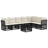 vidaXL Tuinbank Set 8 pcs Zwart poly rattan