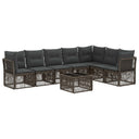 vidaXL Tuinbank Set 8 pcs Zwart poly rattan