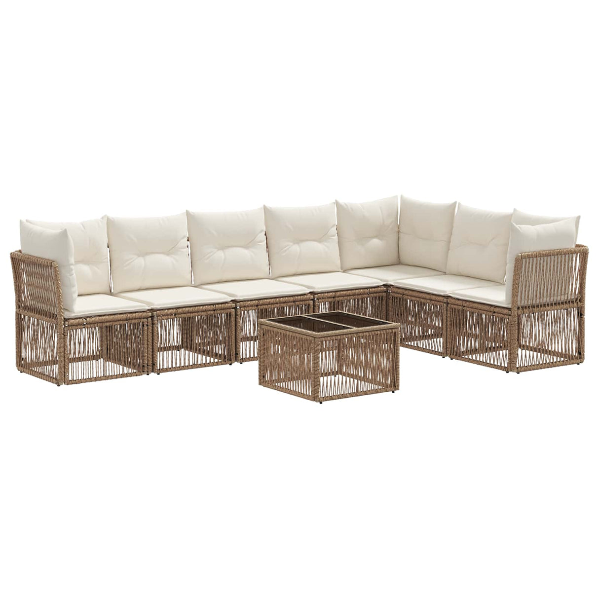 vidaXL Tuinbank Set 8 pcs Zwart poly rattan