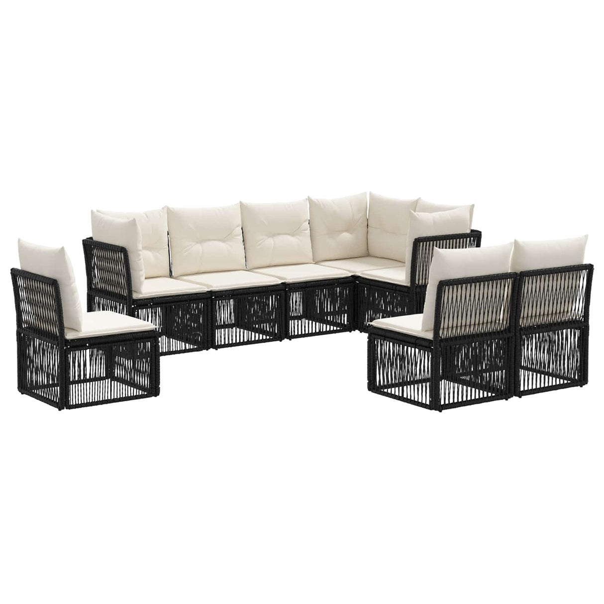 vidaXL Garden Sofa Set 9 pcs Black poly rattan