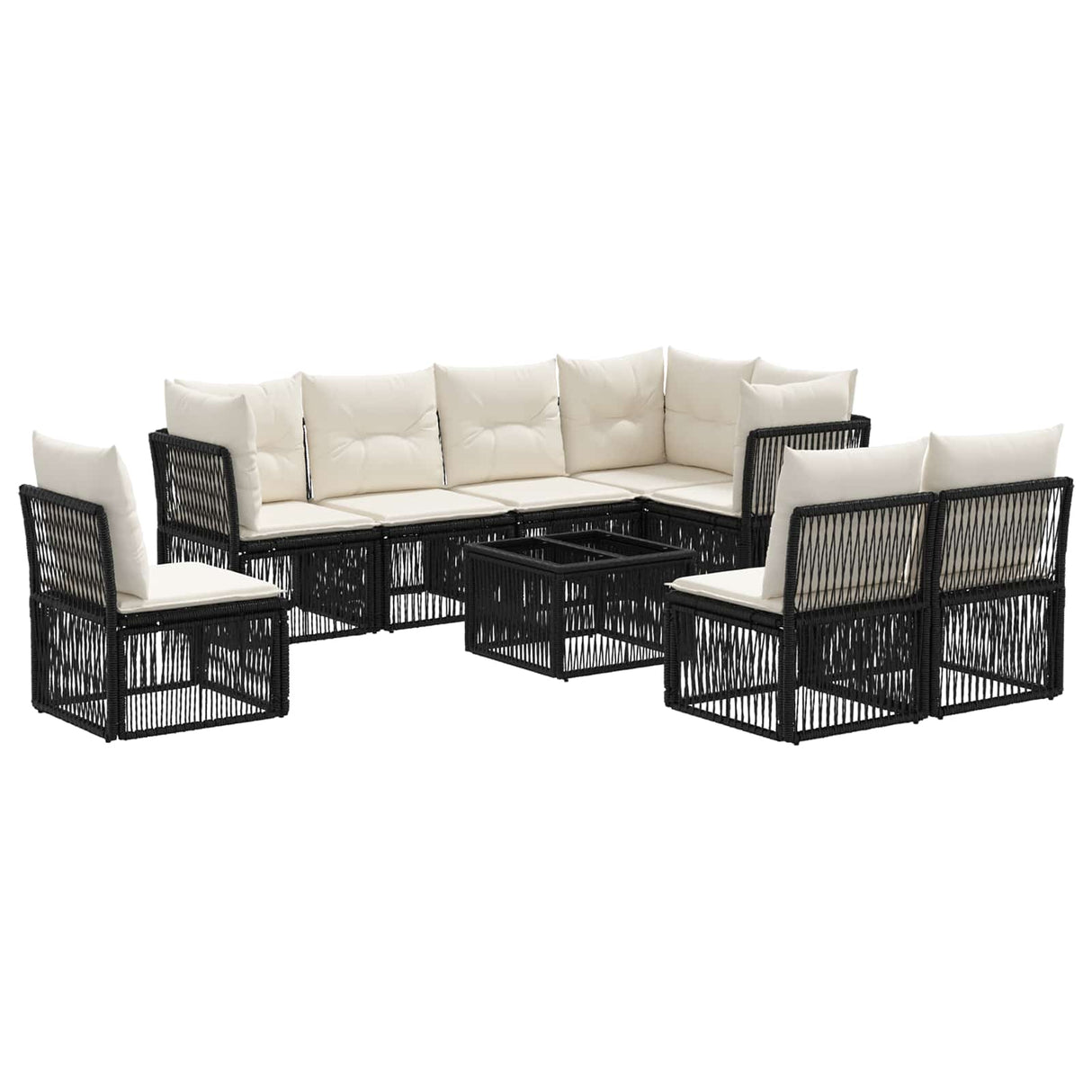 vidaXL Garden Sofa Set 9 pcs Black poly rattan