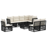 vidaXL Garden Sofa Set 9 pcs Black poly rattan