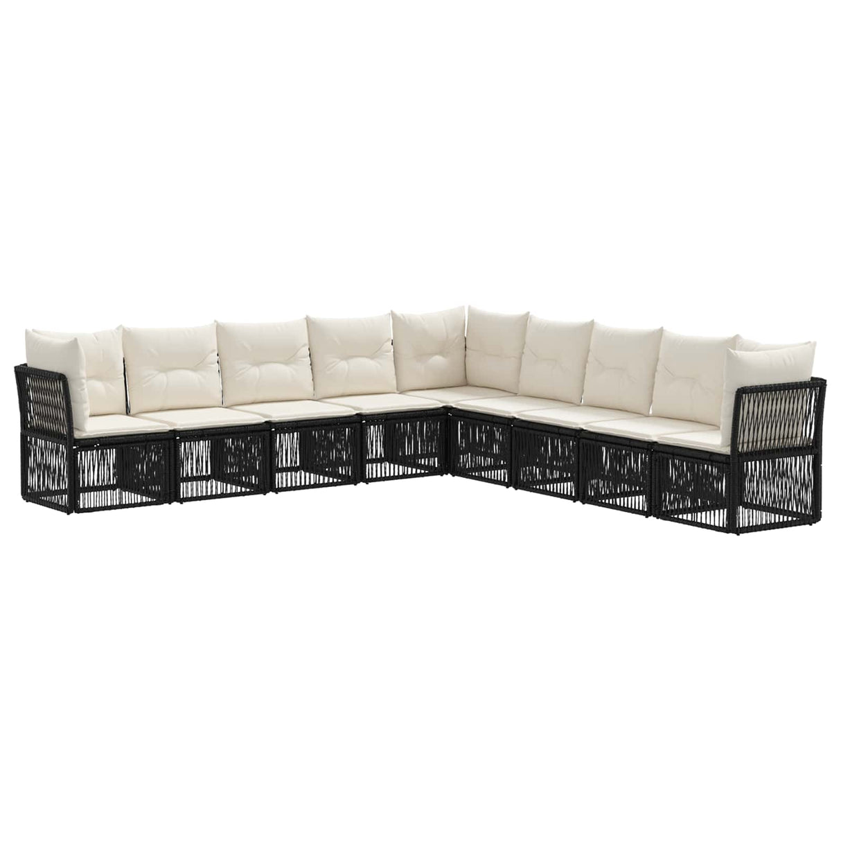 vidaXL Tuinbank Set 10 pcs Zwart poly rattan