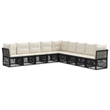 vidaXL Tuinbank Set 10 pcs Zwart poly rattan