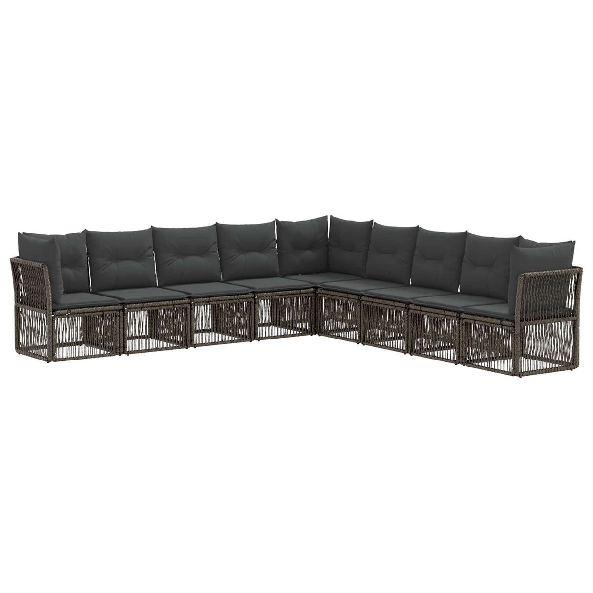 vidaXL Tuinbank Set 10 pcs Zwart poly rattan