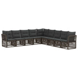 vidaXL Tuinbank Set 10 pcs Zwart poly rattan