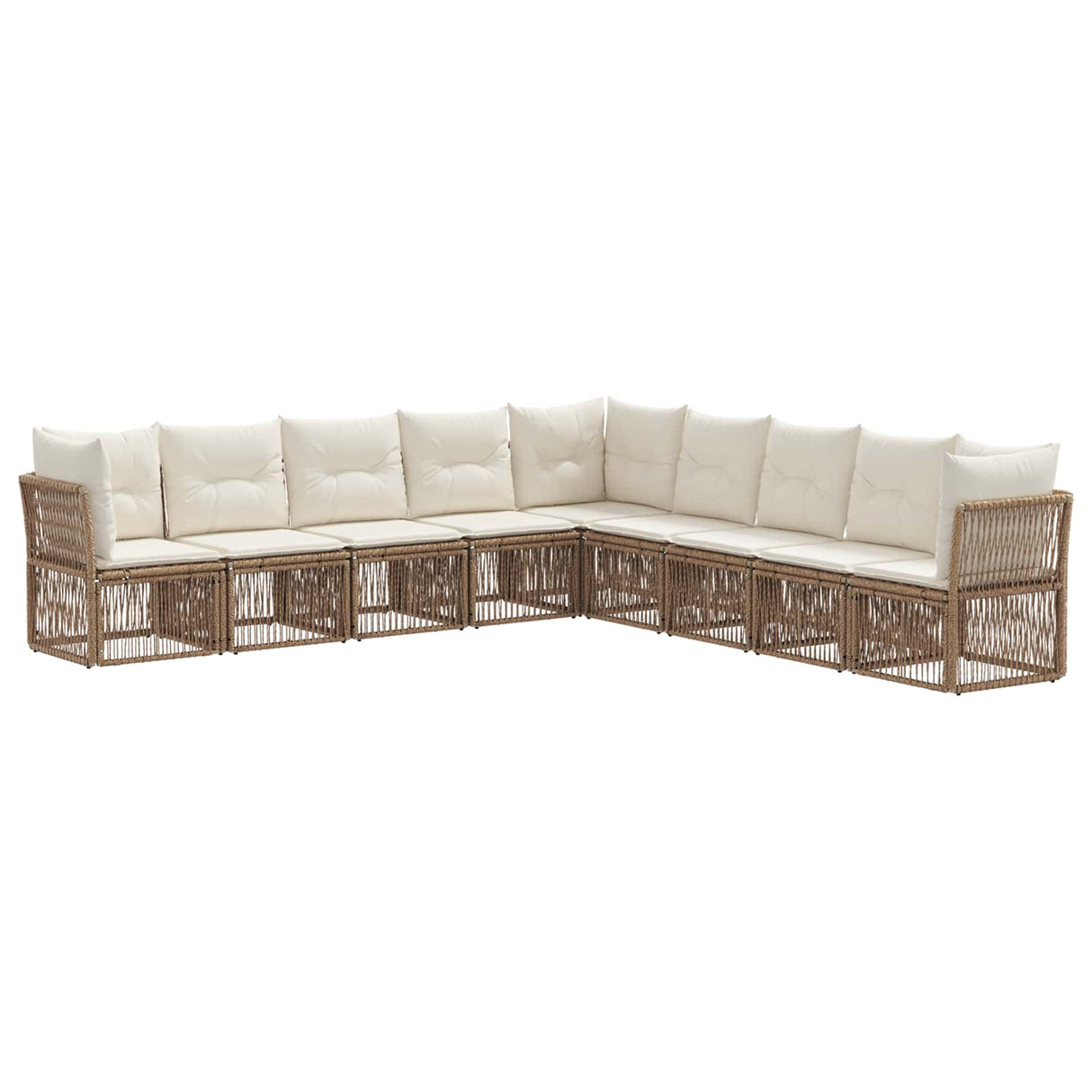 vidaXL Tuinbank Set 10 pcs Zwart poly rattan