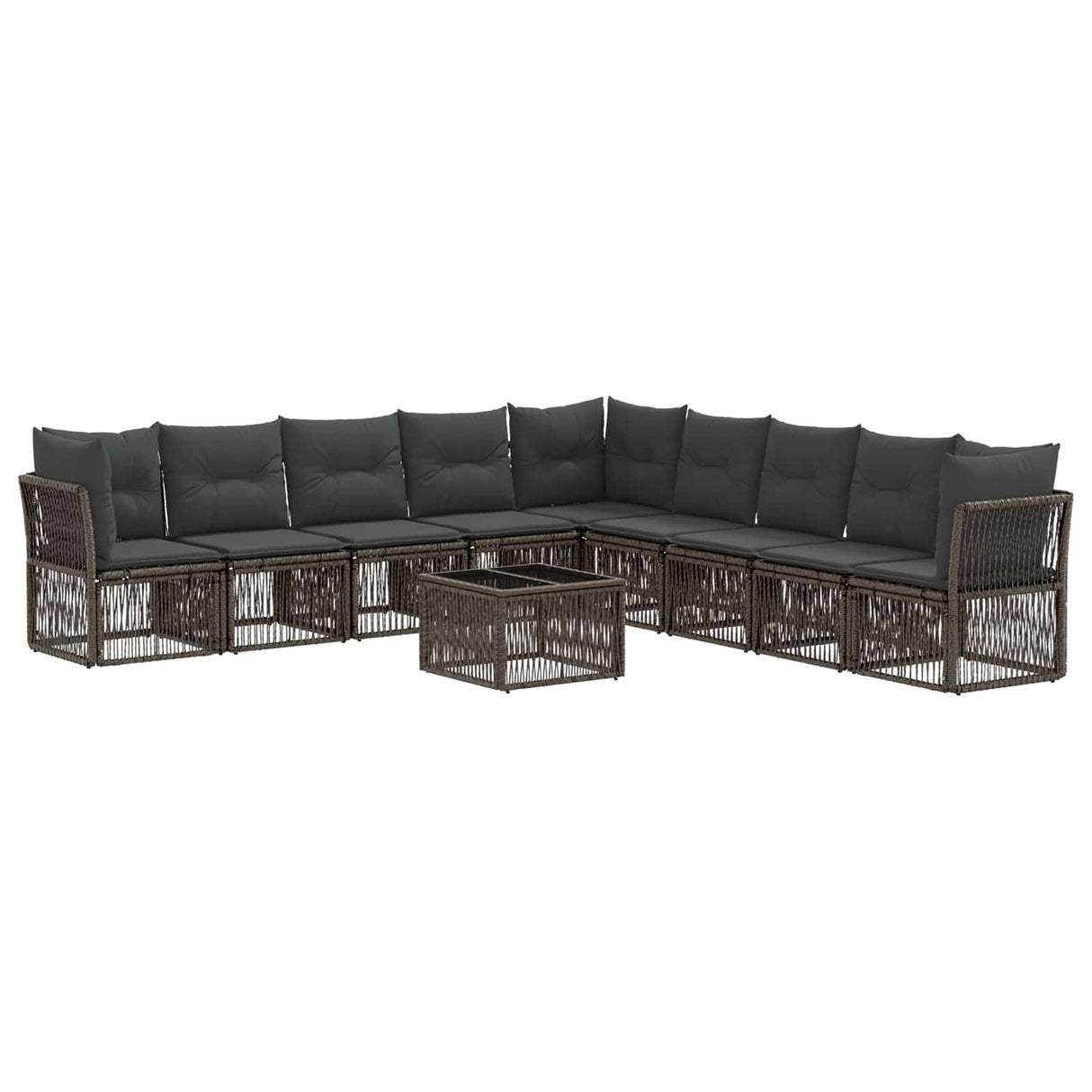 vidaXL Tuinbank Set 10 pcs Zwart poly rattan