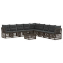 vidaXL Tuinbank Set 10 pcs Zwart poly rattan
